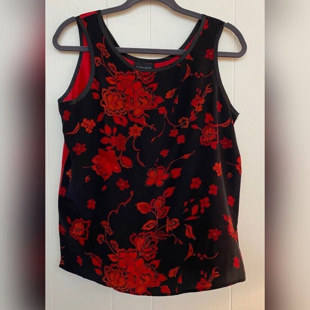 Koos Of Course Tank Women’s Small Red Black Silk Floral